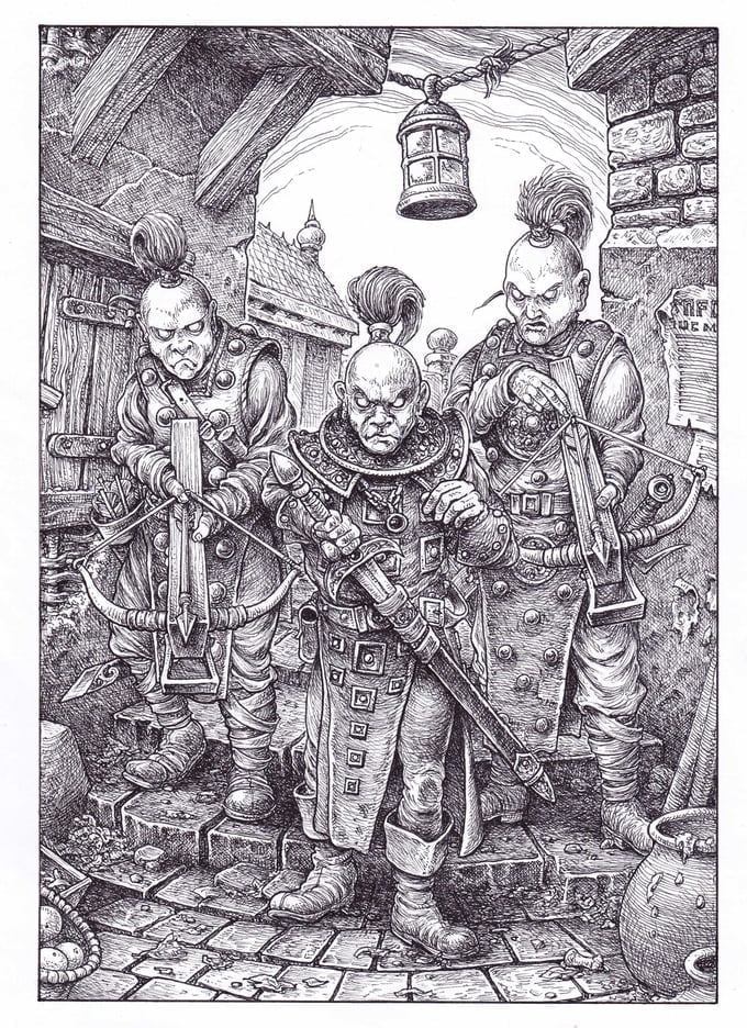 La misma ilustración anterior, > para la ocasión por Gary Chalk